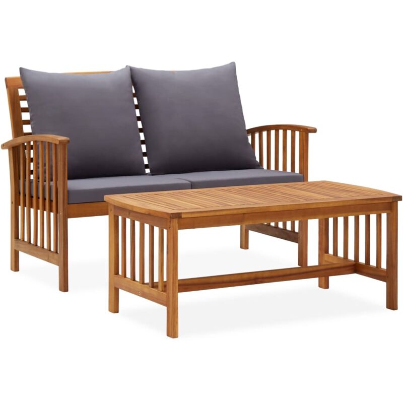 

vidaXL Muebles de jardín 2 piezas con cojines madera maciza de acacia - Marrón