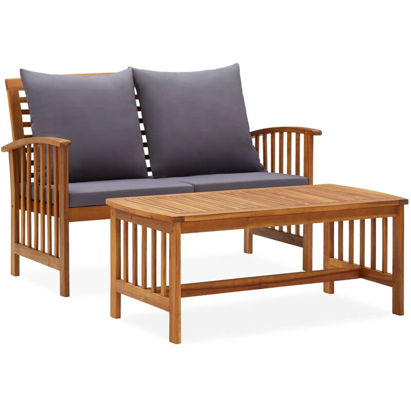 

Muebles de jardin 2 piezas con cojines madera maciza de acacia