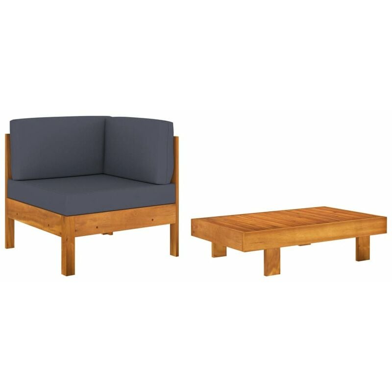 

Muebles de jardin 2 pzas cojines madera acacia gris oscuro