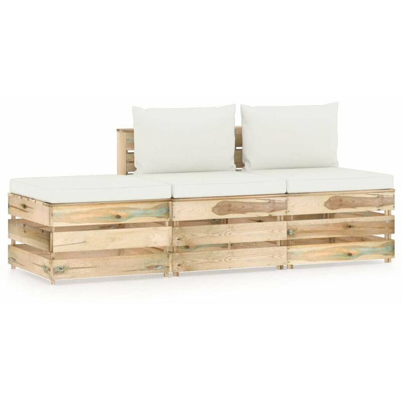 

Muebles de jardin 3 piezas con cojines madera impregnada verde