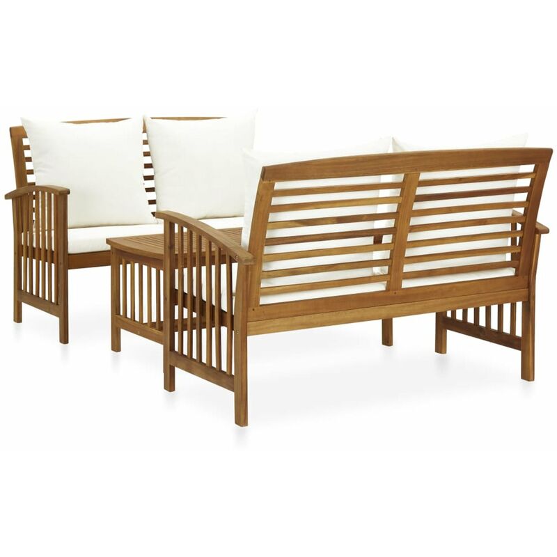 

Muebles de jardin 3 piezas con cojines madera maciza de acacia