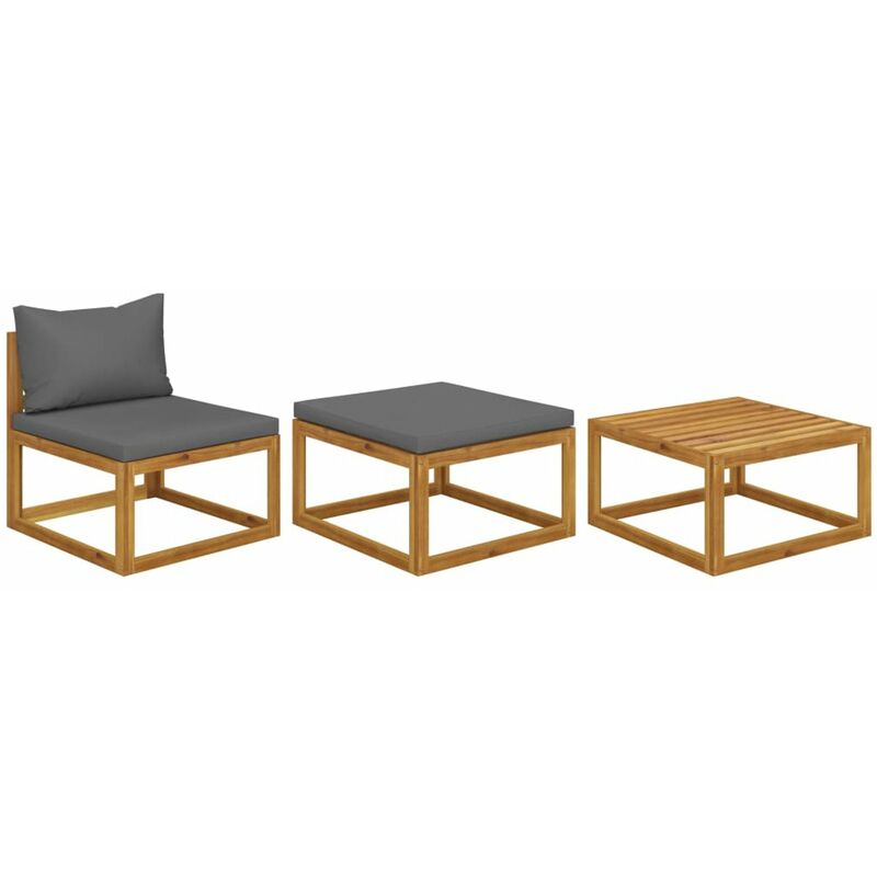 

Happyshopping - Muebles de jardin 3 piezas con cojines madera maciza de acacia