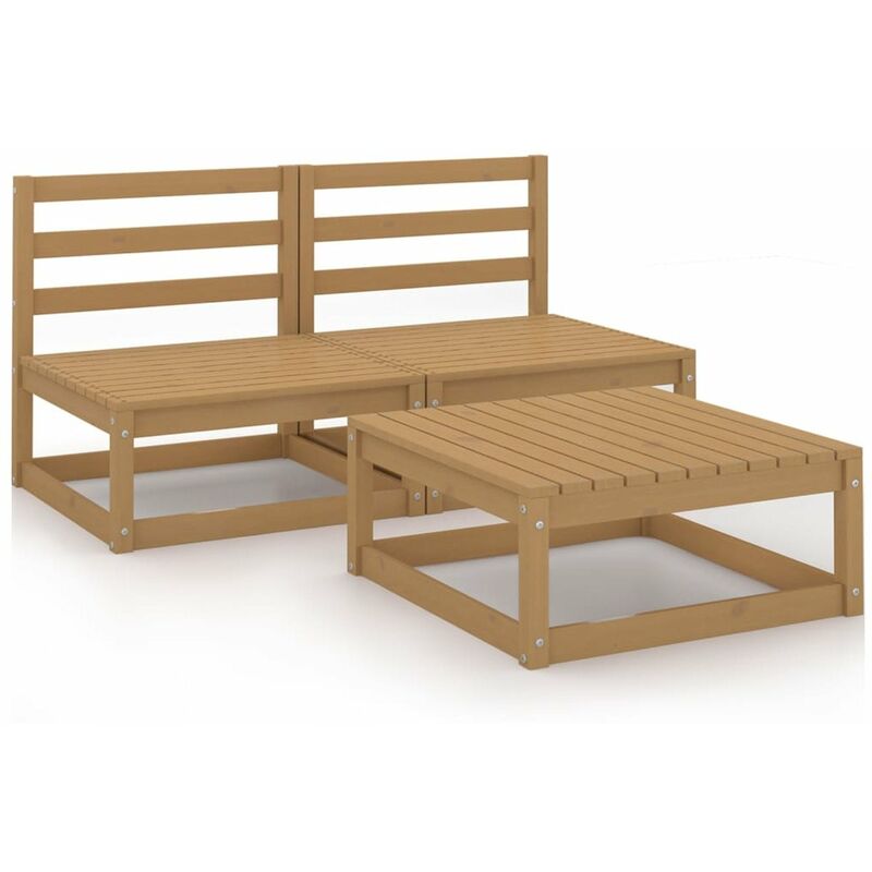 

Muebles de jardin 3 piezas marron miel madera maciza de pino