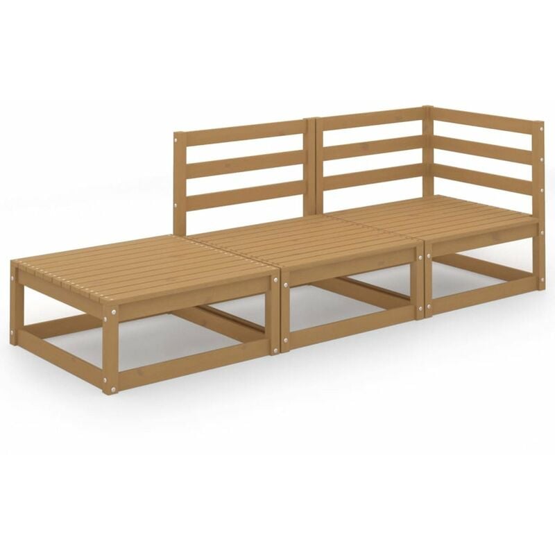 

Muebles de jardin 3 piezas marron miel madera maciza de pino