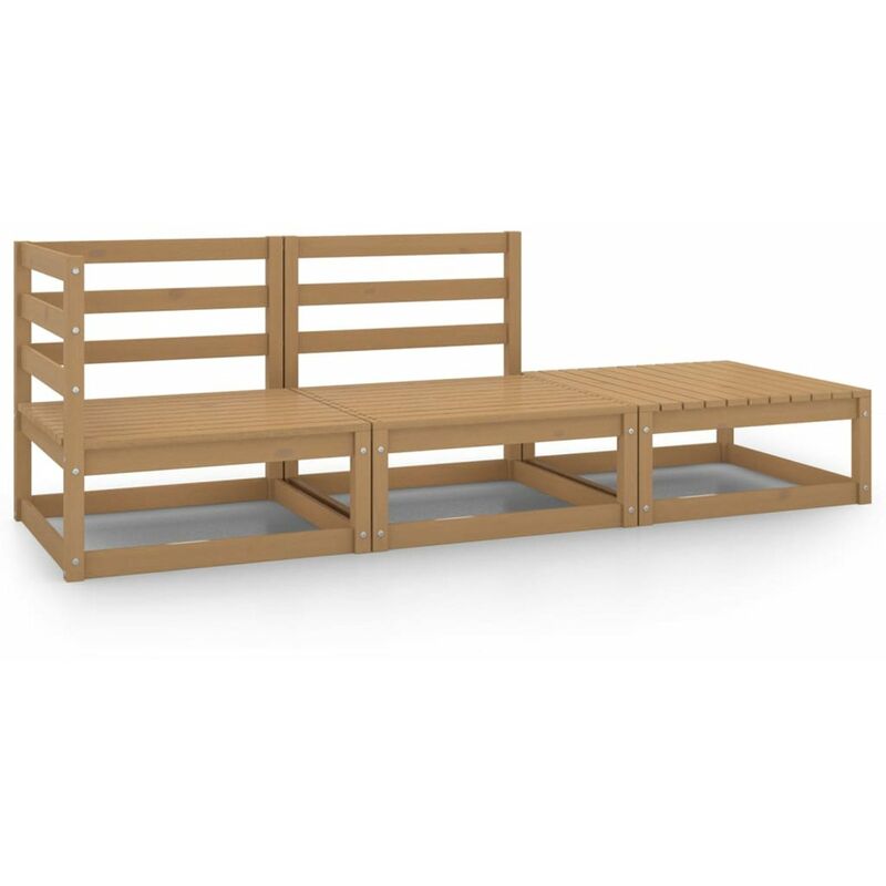 

Muebles de jardin 3 piezas marron miel madera maciza de pino
