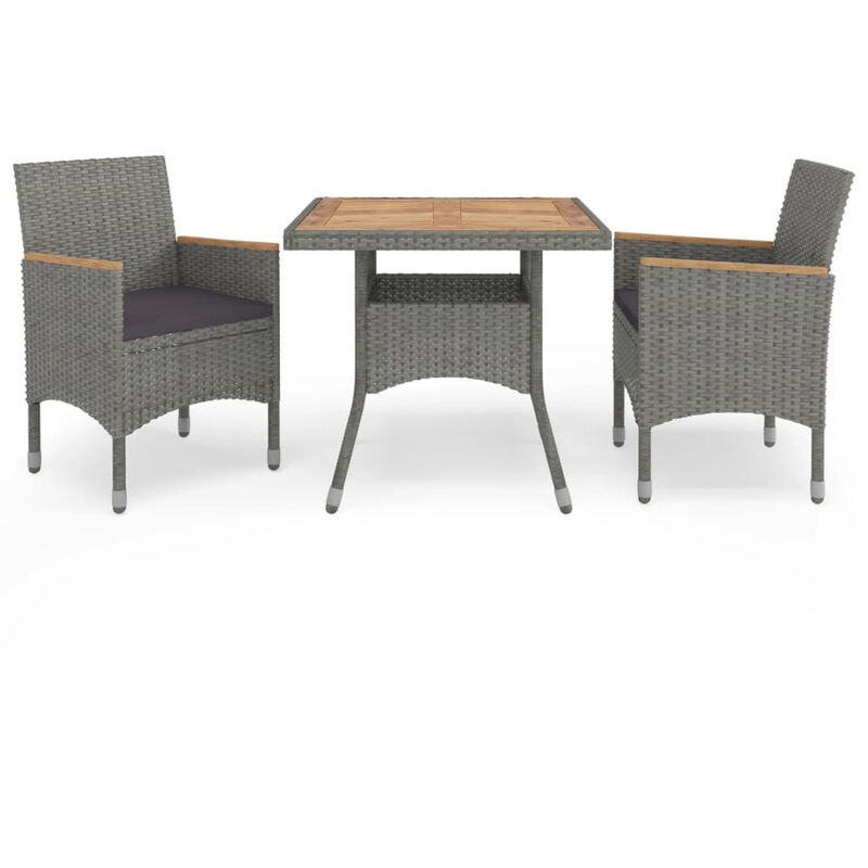 

Muebles de jardin 3 piezas ratan sintetico gris y acacia