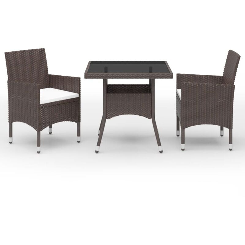 

Vidaxl - Muebles de jardín 3 piezas ratán sintético y vidrio marrón - Marrón