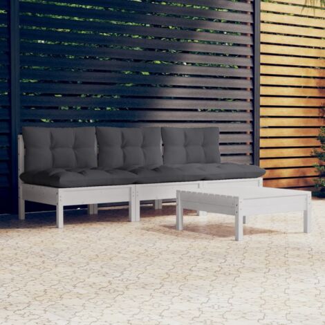 Muebles de jardín 4 piezas con cojines antracita madera pino vidaXL