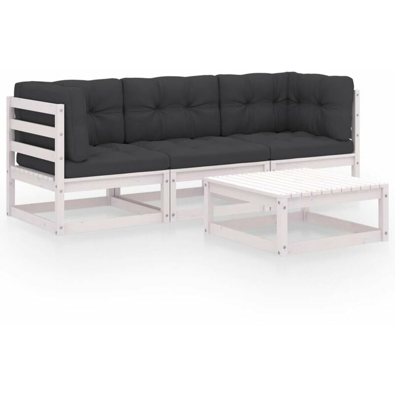 

Muebles de jardin 4 piezas con cojines de madera de pino maciza