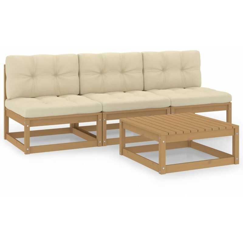 

Muebles de jardin 4 piezas con cojines de madera de pino maciza