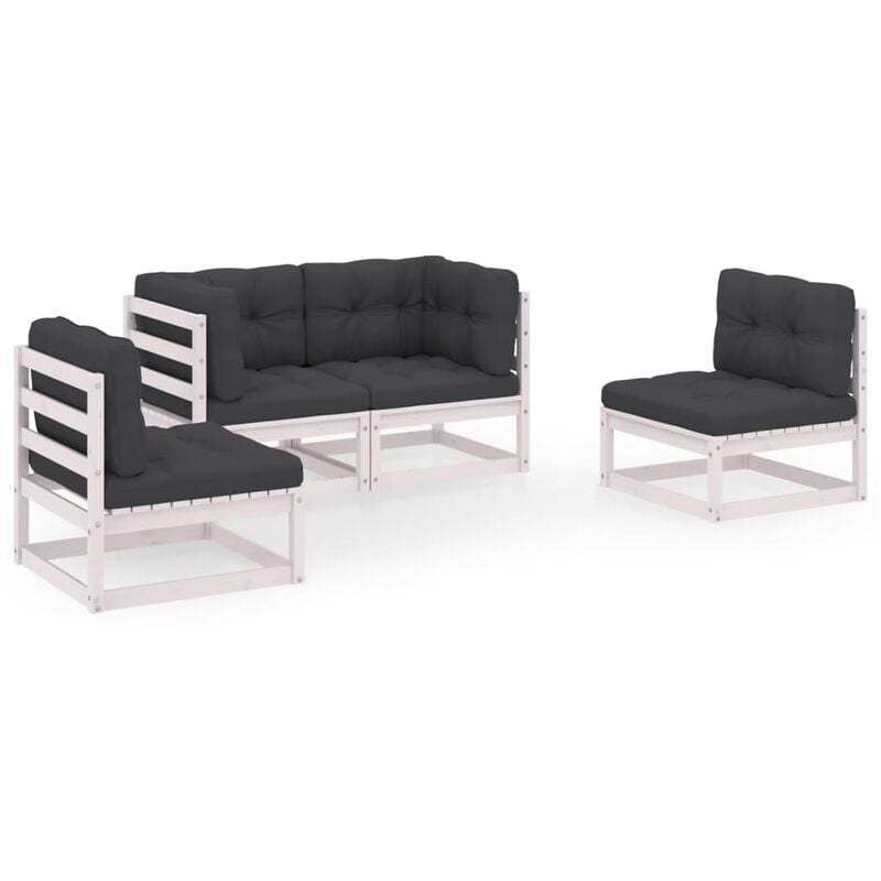 

Muebles de jardín 4 piezas con cojines de madera de pino maciza