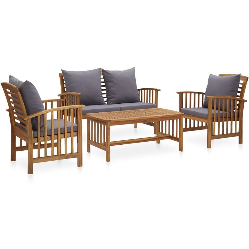

Muebles de jardín 4 piezas con cojines madera maciza de acacia