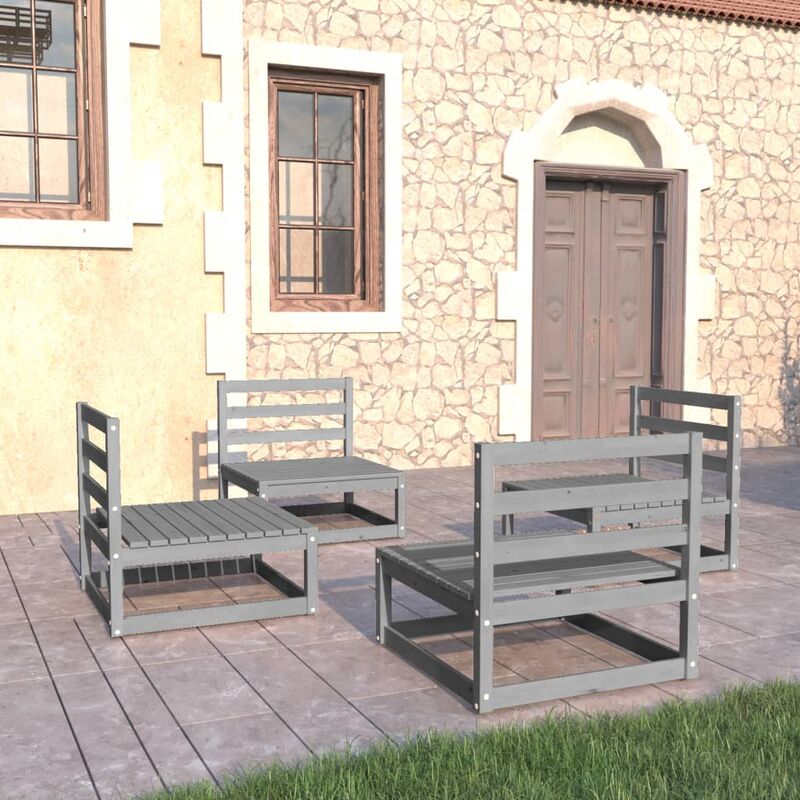 

Muebles de jardín 4 piezas gris madera de pino maciza