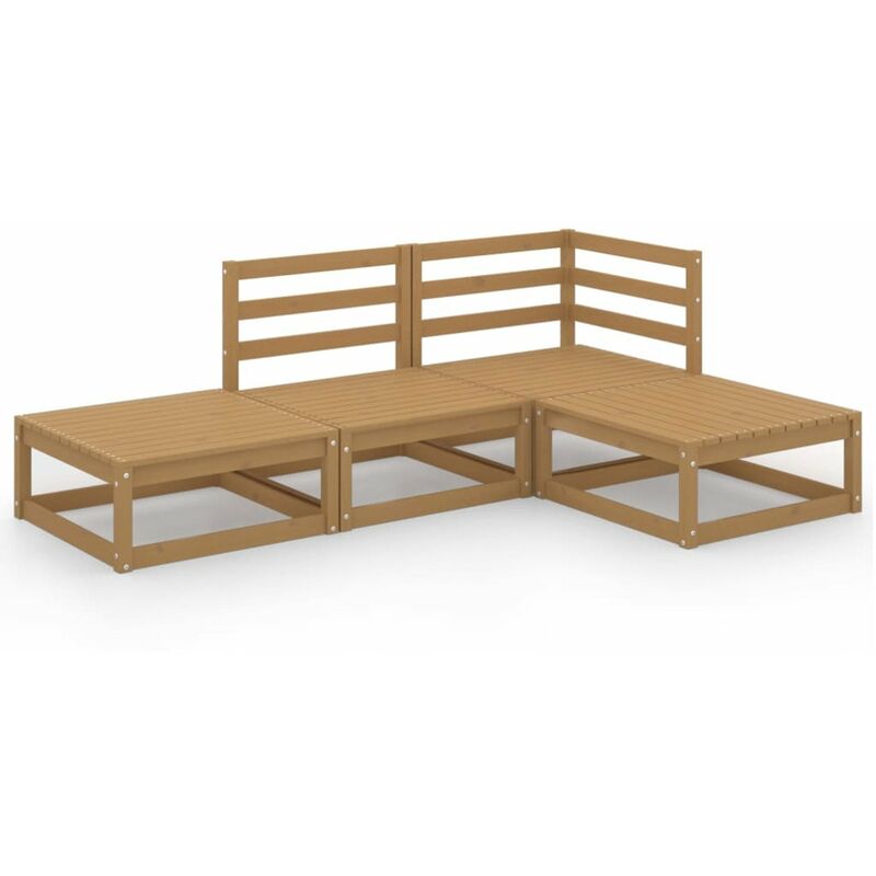 

Happyshopping - Muebles de jardin 4 piezas marron miel madera maciza de pino