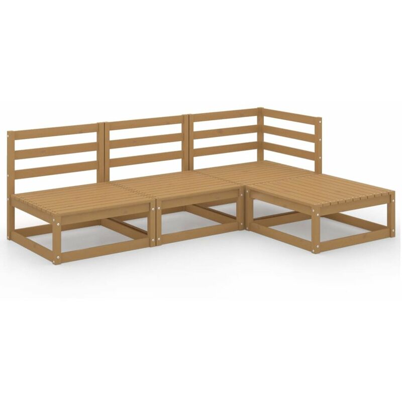 

Happyshopping - Muebles de jardin 4 piezas marron miel madera maciza de pino