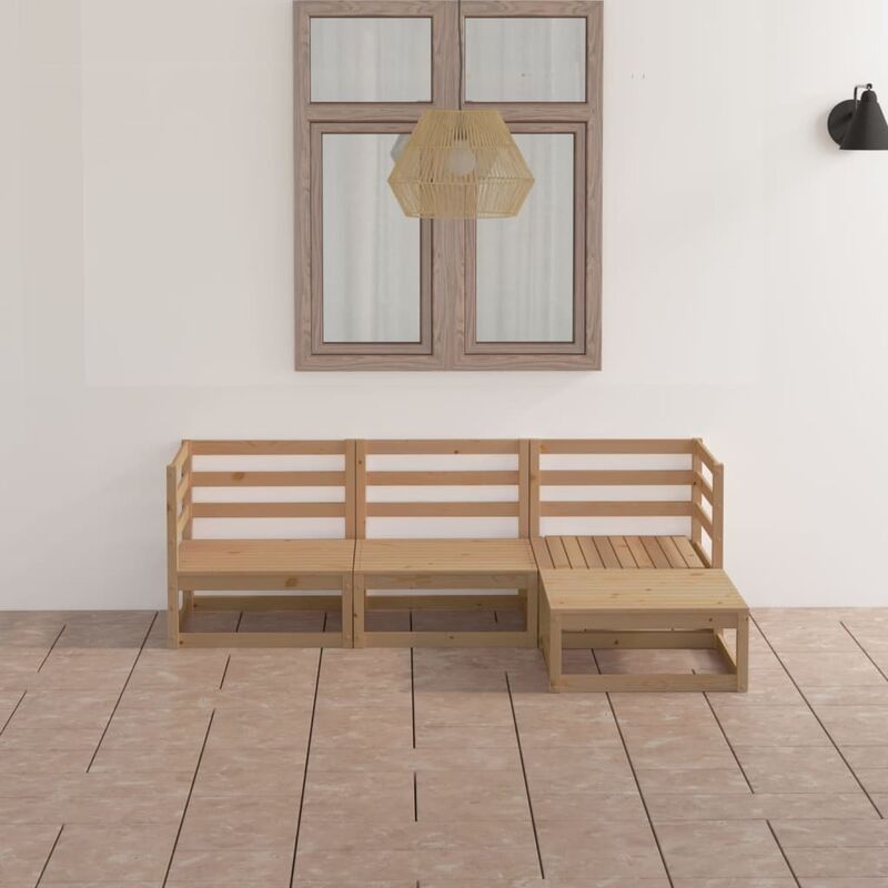 

Muebles de jardín 4 piezas marrón miel madera maciza de pino