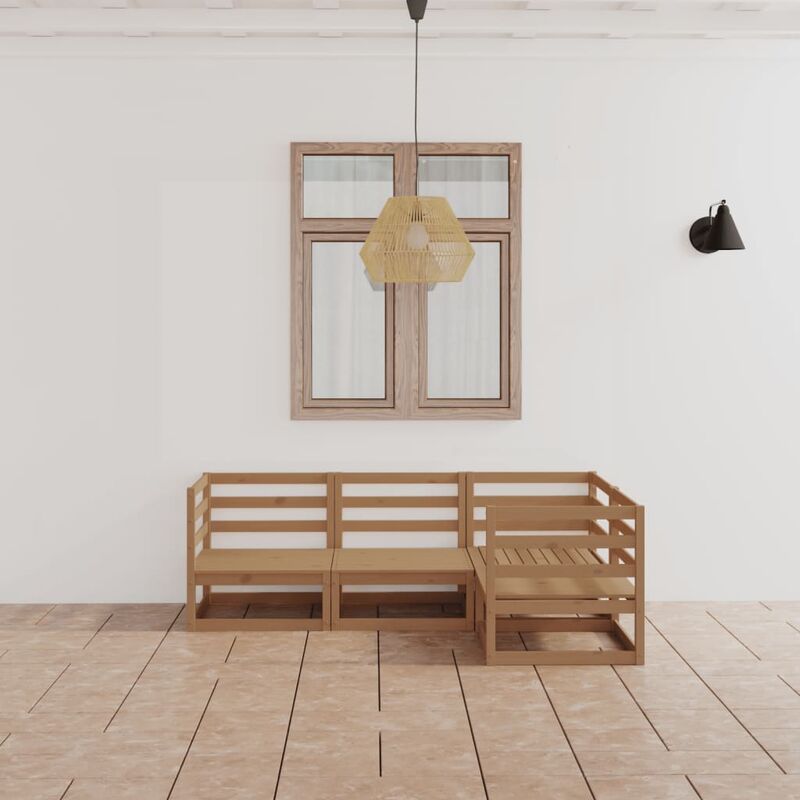 

Muebles de jardín 4 piezas marrón miel madera madera de pino