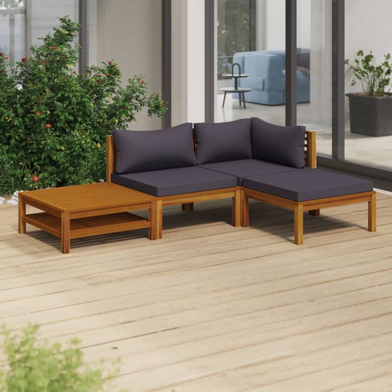 

Muebles de jardín 4 pzas cojines madera maciza de acacia