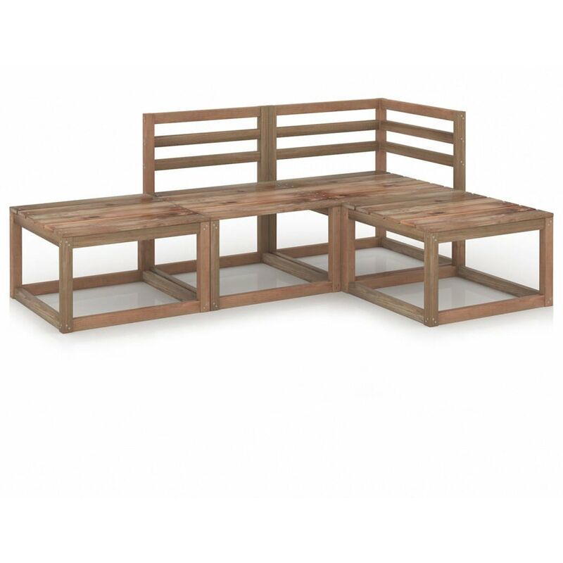 

Muebles de jardin 4 pzas cojines madera pino impregnada marron