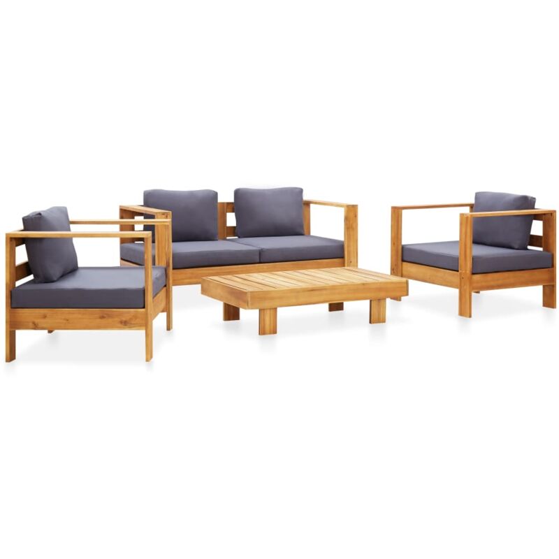 

Muebles de jardín 4 pzas con cojines madera maciza acacia gris - Gris - Vidaxl
