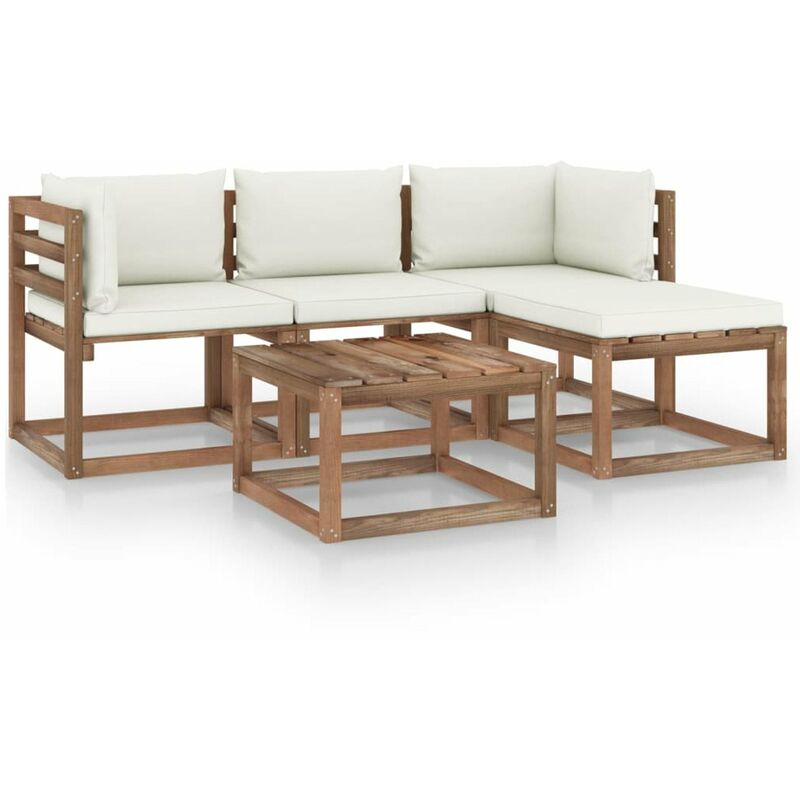

Muebles de jardin 5 piezas con cojines crema