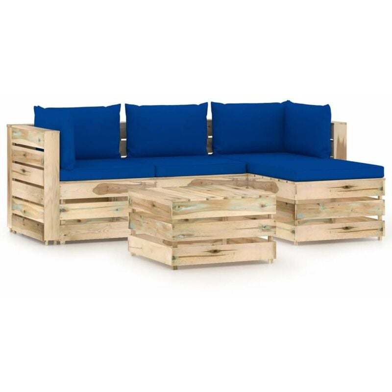 

Muebles de jardin 5 piezas con cojines madera impregnada verde