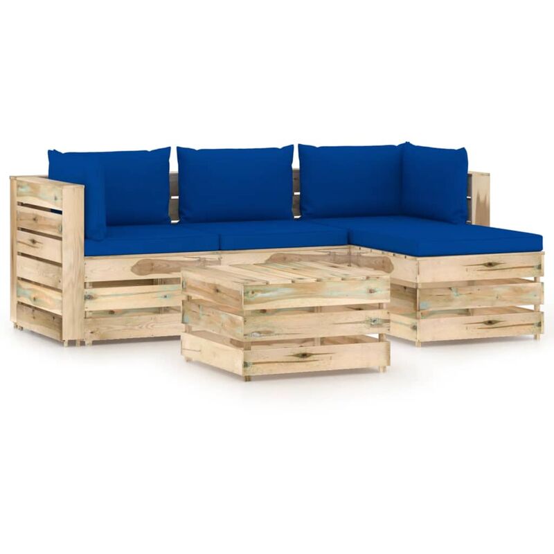 

Muebles de jardín 5 piezas con cojines madera impregnada verde
