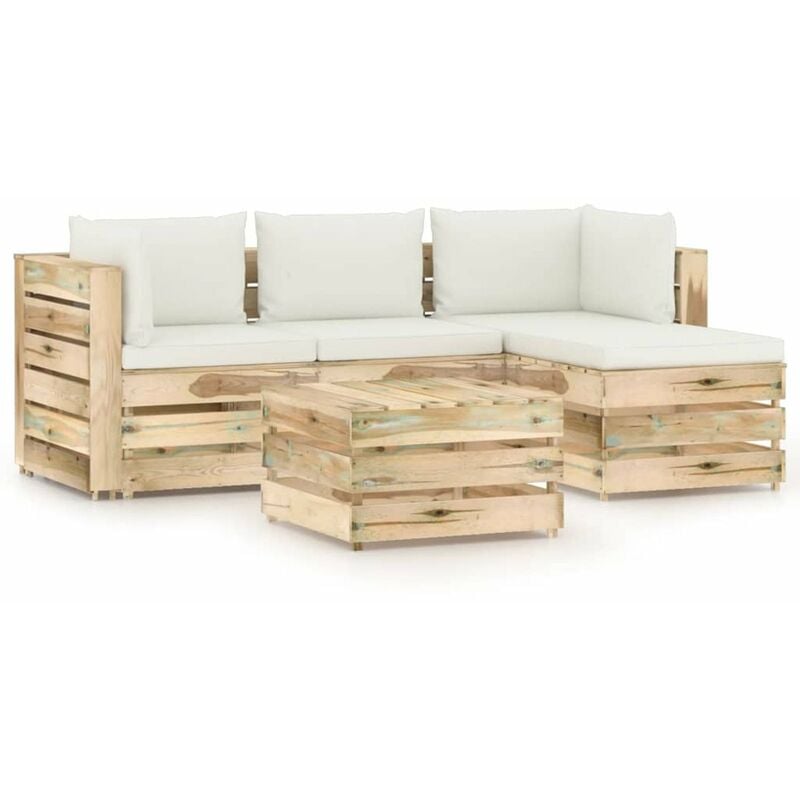 

Muebles de jardin 5 piezas con cojines madera impregnada verde