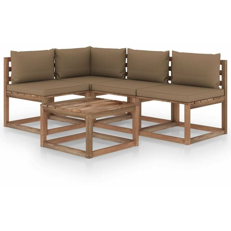 

Muebles de jardin 5 piezas con cojines rojo tinto