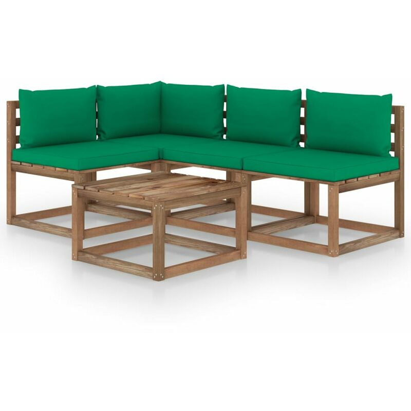 

Muebles de jardin 5 piezas con cojines verde