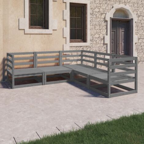 Muebles de jardín 5 piezas gris madera de pino maciza vidaXL