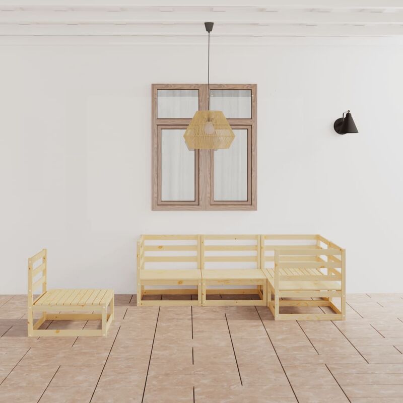

Muebles de jardín 5 piezas madera maciza de pino