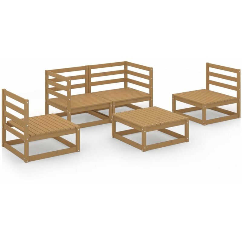 

Happyshopping - Muebles de jardin 5 piezas marron miel madera maciza de pino