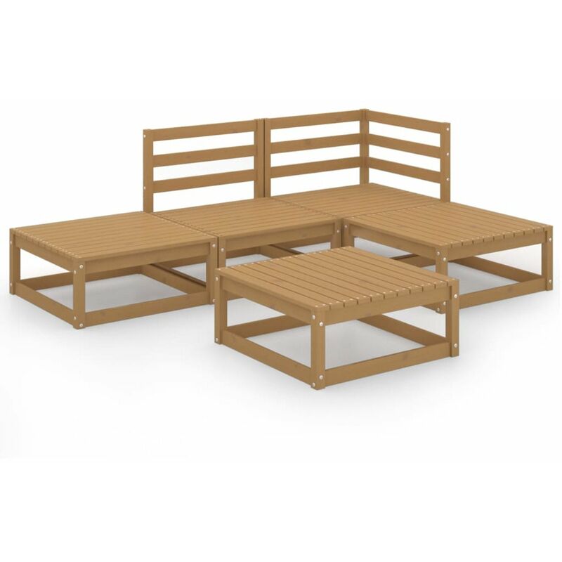 

Happyshopping - Muebles de jardin 5 piezas marron miel madera maciza de pino