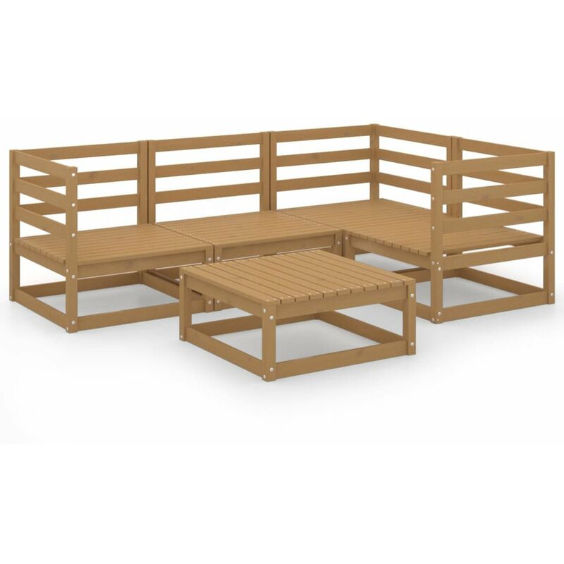 

Muebles de jardin 5 piezas marron miel madera maciza de pino