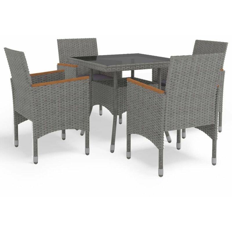 

Muebles de jardin 5 piezas ratan sintetico gris y acacia