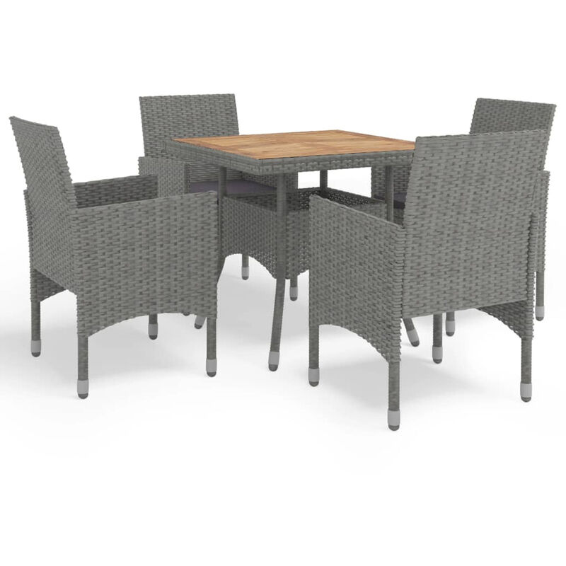 

Muebles de jardin 5 piezas ratan sintetico gris y acacia