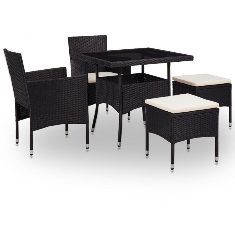 

Muebles de Jardín 5 Piezas Ratán Sintético y Vidrio Negro - Negro - Vidaxl