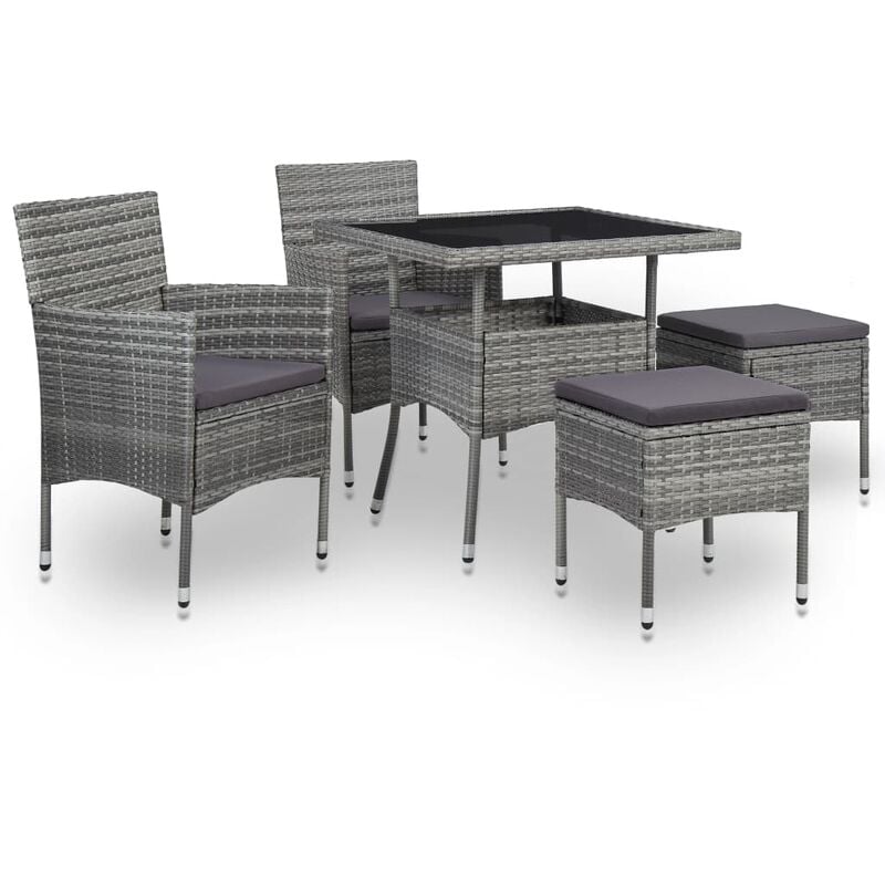 

Muebles de Jardín 5 Piezas Ratán Sintético y Vidrio Gris - Gris - Vidaxl