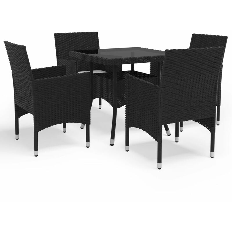 

Muebles de jardín 5 piezas ratán sintético y vidrio negro