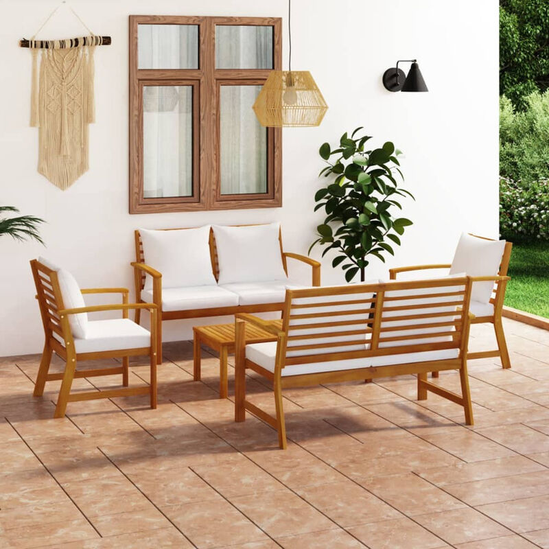 

Muebles de jardin 5 pzas cojines madera maciza de acacia