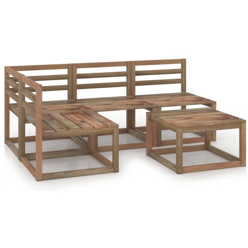 

Muebles de jardín 5 pzas cojines madera pino impregnada marrón