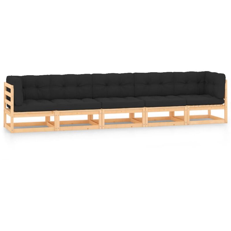 

Muebles de jardín 5 pzas con cojines antracita madera de pino