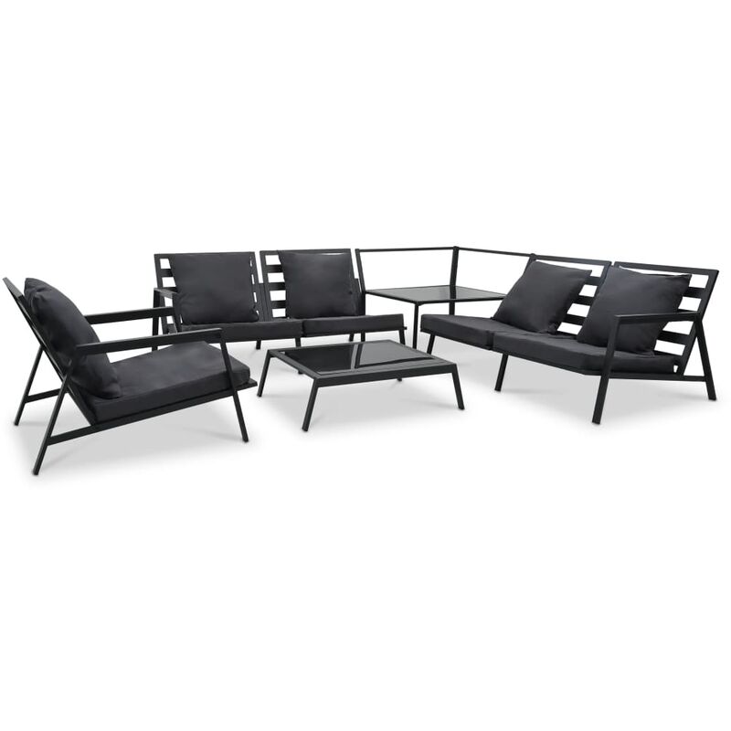 

Muebles de jardin 5 pzas y cojines de aluminio gris oscuro