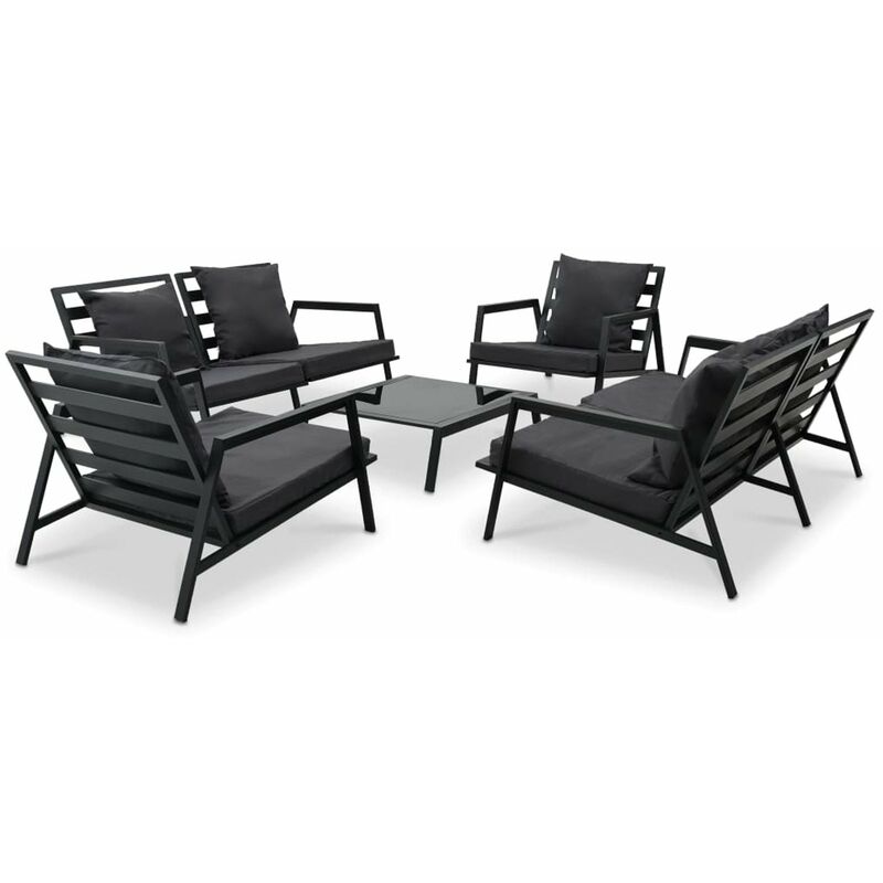 

Muebles de jardin 5 pzas y cojines de aluminio gris oscuro