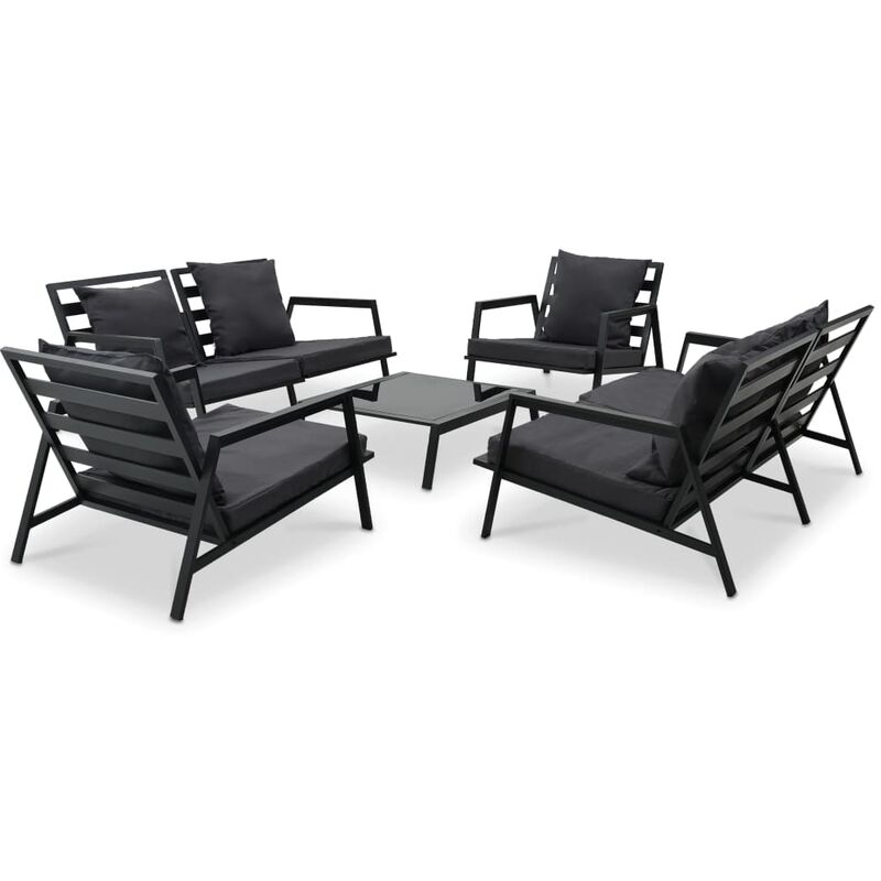 

Muebles de jardín 5 pzas y cojines de aluminio gris oscuro
