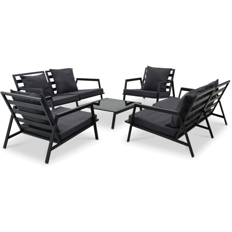 

Muebles de jardín 5 pzas y cojines de aluminio gris oscuro - Gris - Vidaxl
