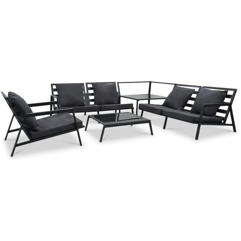 

vidaXL Muebles de jardín 5 pzas y cojines de aluminio gris oscuro - Gris