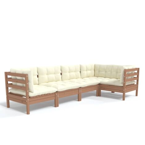 vidaXL Madera de Pino Muebles de Jardín 5 Piezas y Cojines Multicolor Patio