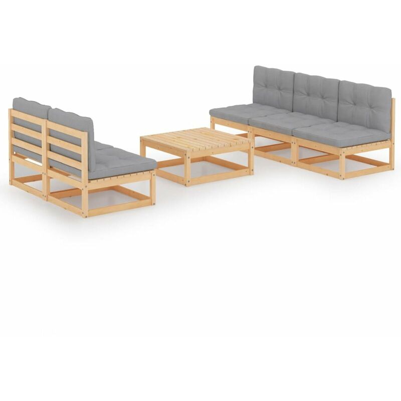 

Muebles de jardin 6 piezas con cojines de madera de pino maciza